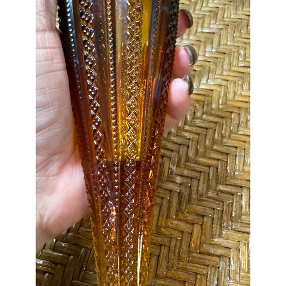 Vintage Indiana Tiara Brown Glass Goblet Vase Scalloped Edge - Picture 5 of 6